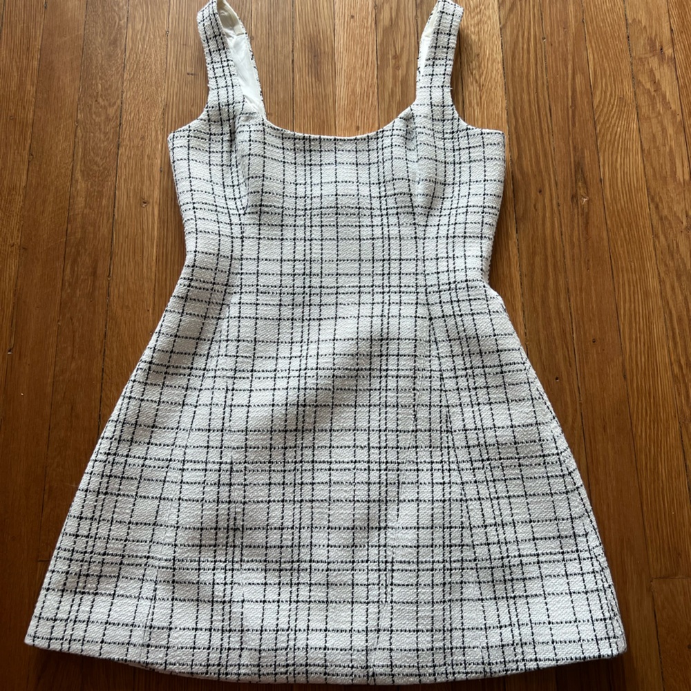 Chic Black and White Plaid Dress